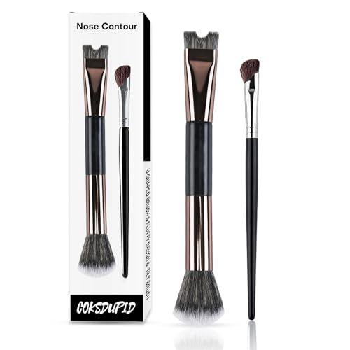 2-in-1 Nose Contour Brush Set - U-Shaped & Fluffy Blending Brush