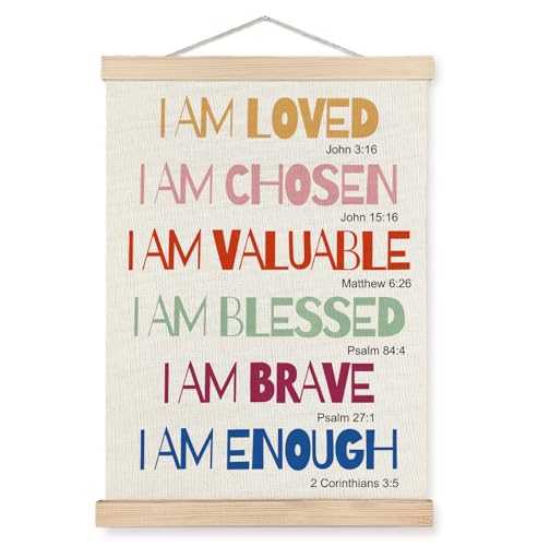 Motivational Bible Verse Canvas Wall Art for Girls - 12x16 Inch