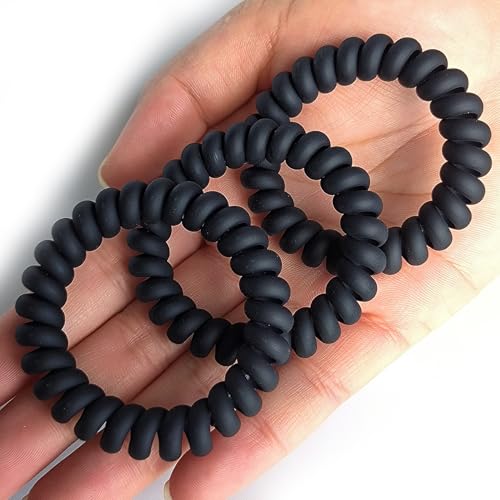 20 Matte Black Spiral Hair Ties - Soft, No Damage, Waterproof