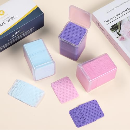 600 Pcs Lint Free Nail Wipes - Non-Woven Fabric Cleaning Pads