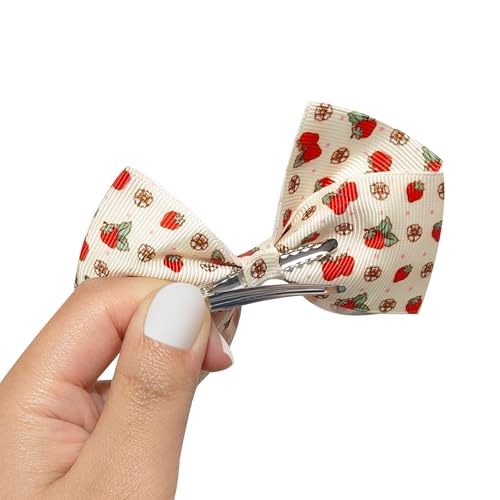 LUV HER Strawberry Shortcake Hair Clips for Kids – 7-Pack Non-Slip 4-Inch Bows