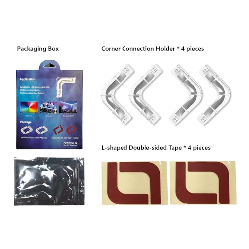 L-Shape LED Strip Light Connectors - Clear White Corner Holders