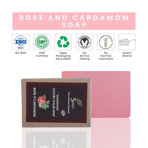 SVATV Rose and Cardamom Natural Bathing Soap Bar - 250g (2 x 125g)