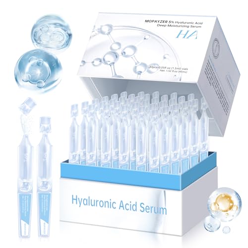 Mopayzer HA-1 5% Hyaluronic Acid Serum Vials - Ultra-Hydrating Face Treatment, 30 Single-Use Ampoules