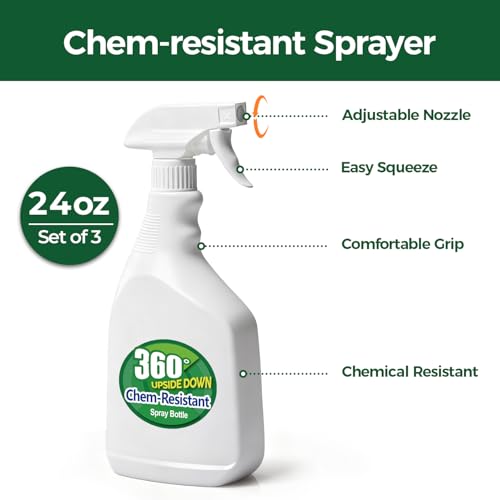 T4U 24 oz Spray Bottles, 3 Pack - Heavy Duty Cleaning & Gardening