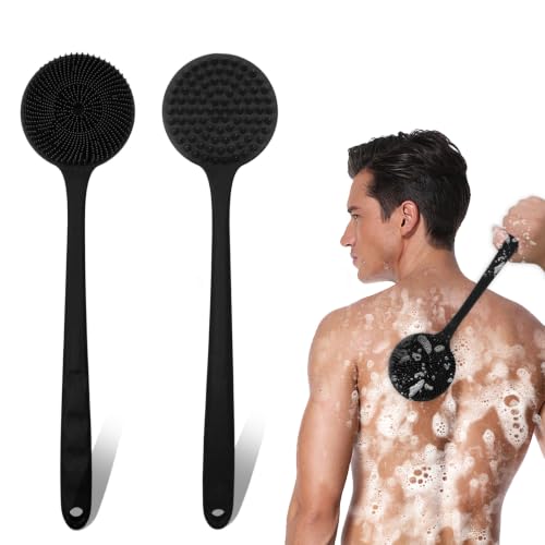 Long Handle Silicone Back Scrubber - Double-Sided Exfoliator
