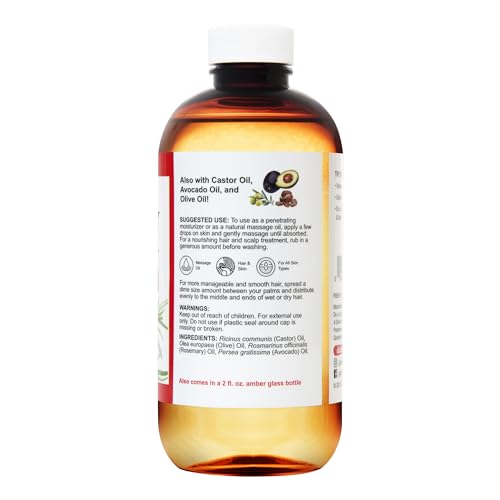 De La Cruz Rosemary Hair Oil & Skin Moisturizer, 8 fl oz