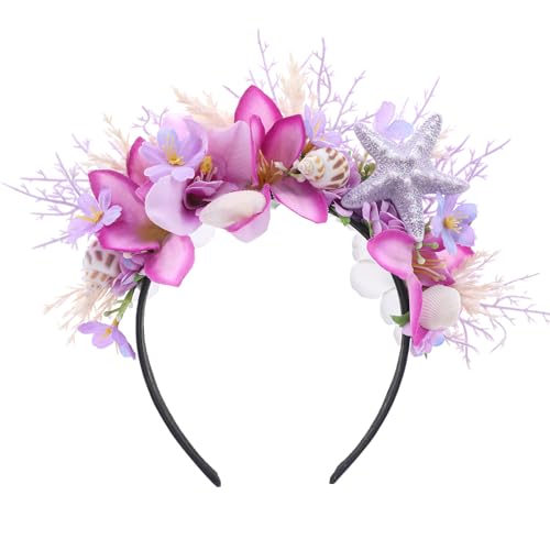 KorViSHOW Purple Hawaiian Flower Crown Headband - Bridal & Festival Accessory