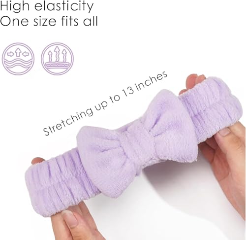 16-Piece Skincare Headband Set for Spa and Makeup - Purple
