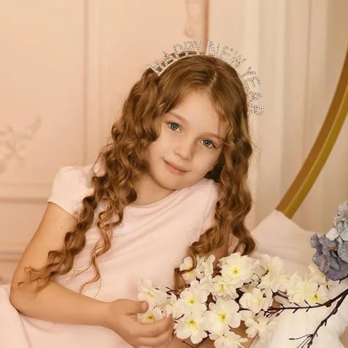Gosuoa Gold Rhinestone Happy New Year Headbands for Women - New Year's Eve Hair Accessories, Pack of 1