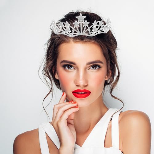 Lurrose Star Shaped Rhinestone Bridal Tiara Headpiece