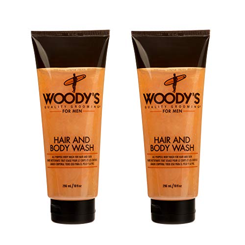 Woody's 2-in-1 Hair & Body Wash for Men, 10 fl oz (Pack of 2) - Sulfate-Free Moisturizing Cleanser with Fresh Scent