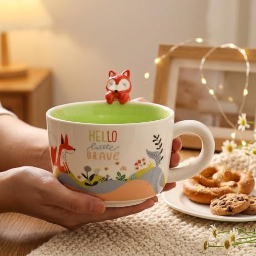 Cute 3D Fox Ceramic Coffee Mug – 12oz Kawaii Animal Cup
