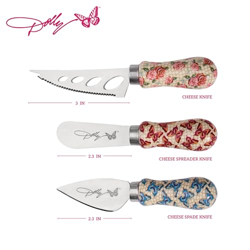 Dolly Parton 3-Piece Cheese Knife Set with Colorful Handles