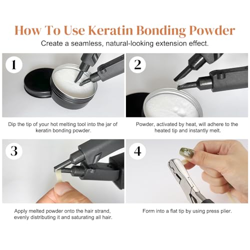 GlamorDove Clear Keratin Glue Powder - 50g for Hair Extensions