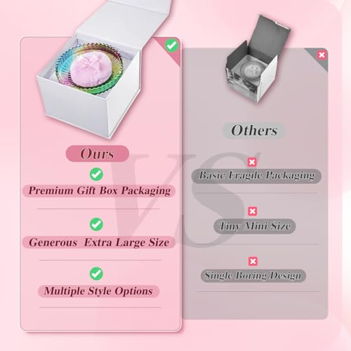HUGOMOVA Oversized Crystal Powder Container & 4 Ultra-Soft Velour Puffs Set