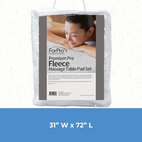 ForPro Premium Fleece Massage Table Pad Set - Extra Soft White, 31" x 72"
