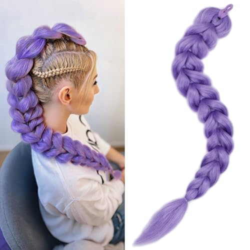 Sangtok 24-Inch Light Purple Braided Ponytail Extension with Elastic Tie
