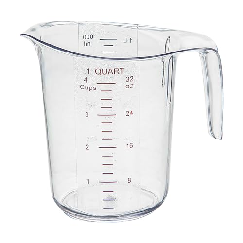 1 Quart Clear Plastic Measuring Cup with Handle - Durable & Accurate