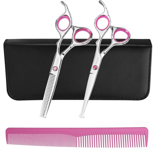 Genpai Toddler Haircut Scissors Kit Black & Pink - Safe 11-Piece Grooming Set