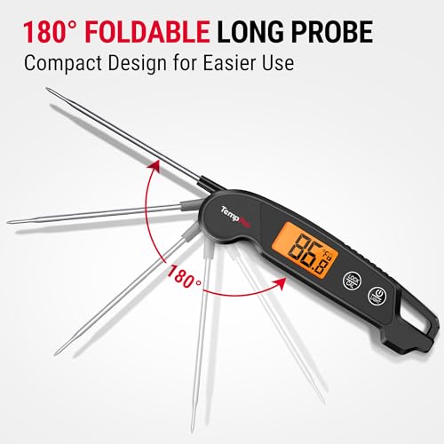 TempPro Instant Read Meat Thermometer - 1 Sec Digital Kitchen Thermometer with Backlight, Waterproof & Calibration