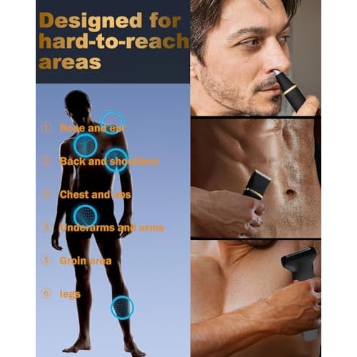 Beard Trimmer for Men,Manscape 3-in-1 Electric Razor Groin Groomer,IPX7 Waterproof Wet/Dry,Versatile Body Hair Trimmer for Ball/Beard/Nose,USB Rechargeable & Nose/Shaves Head,Christmas Gifts for Men