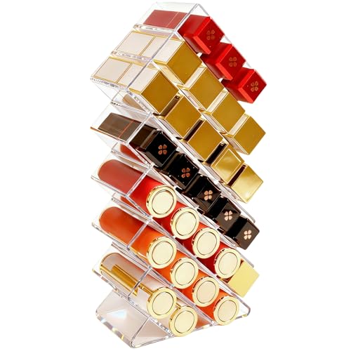 Nimiah 28-Slot Lipstick Organizer - Clear Stackable Holder for Makeup