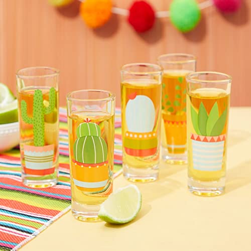 Cactus Shot Glasses Set - 5-Pack, 2 Oz Colorful Tequila Glasses