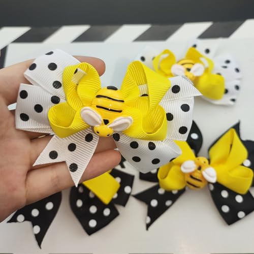Jaczora Bee Hair Clips 4-Pack - Cute Dot Bow Alligator Hair Pins for Women