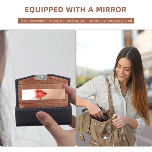 Beavorty Lipstick Case with Mirror - PU Leather Portable Cosmetic Organizer