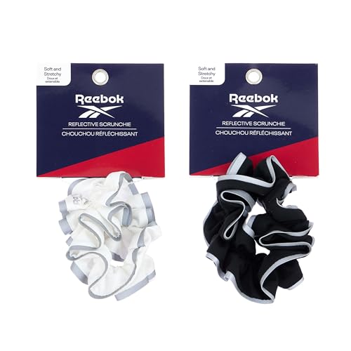 Reebok Reflective Hair Scrunchies - 2-Piece Athletic Gym Accessory Set