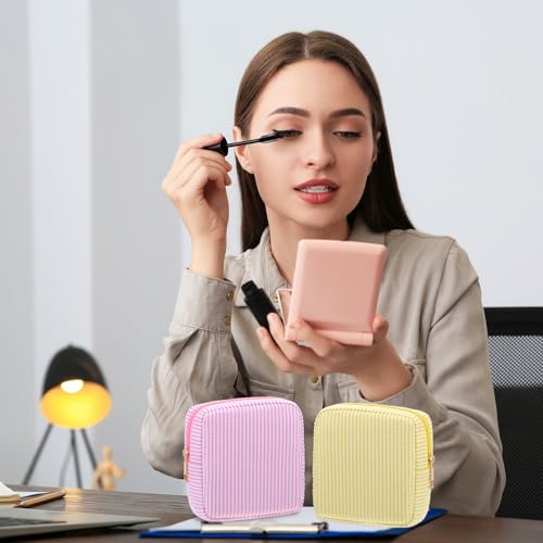 Sanwuta Small Macaron Color Seersucker Makeup Bags - 6 Pack