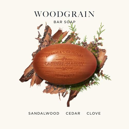 Caswell-Massey Woodgrain Sandalwood Bar Soap 5.8 oz Natural Moisturizing for Men & Women, USA Made