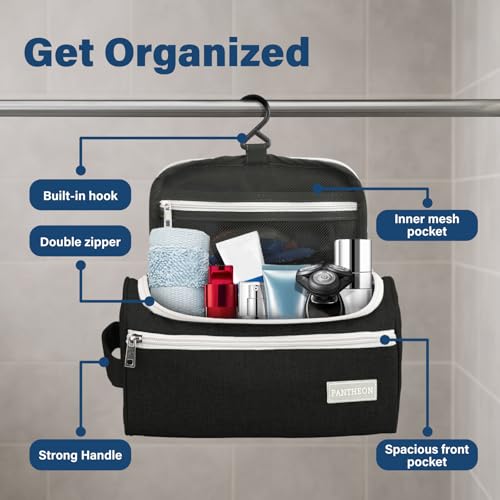 Emissary Black Hanging Travel Toiletry Bag for Men - Dopp Kit