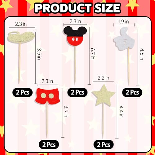 3-Tier Black and Red Cupcake Stand with 10 Cartoon Toppers