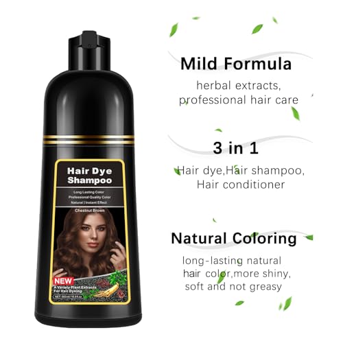 Lymznus Chestnut Brown 3-in-1 Hair Color Shampoo - Herbal Dye & Conditioner