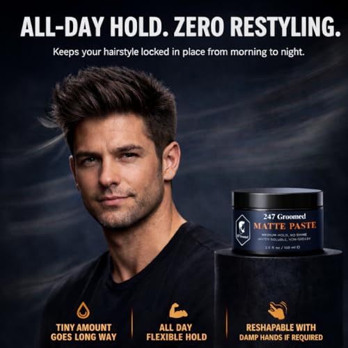 247 Groomed Matte Hair Paste for Men - Medium Hold Styling Clay