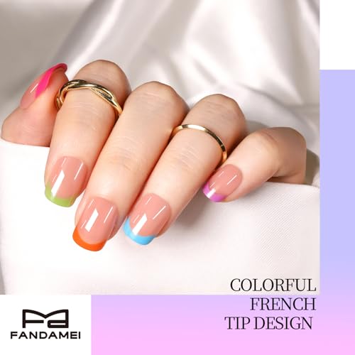 Fandamei Press on Nails Kit - 576PCS Short Cat Eye & French Tip