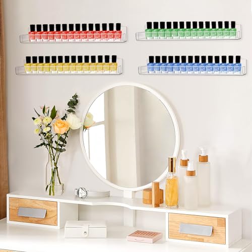 Wall-Mounted Nail Polish Organizer Rack - 6 Pack Acrylic Shelf