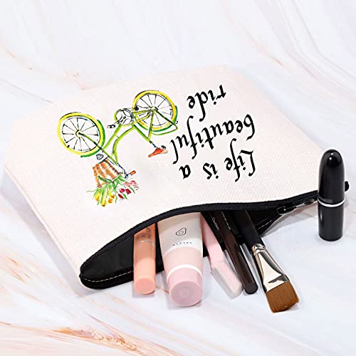 MBMSO Life is a Beautiful Ride Bicycle Travel Makeup Bag Waterproof Cosmetic Pouch