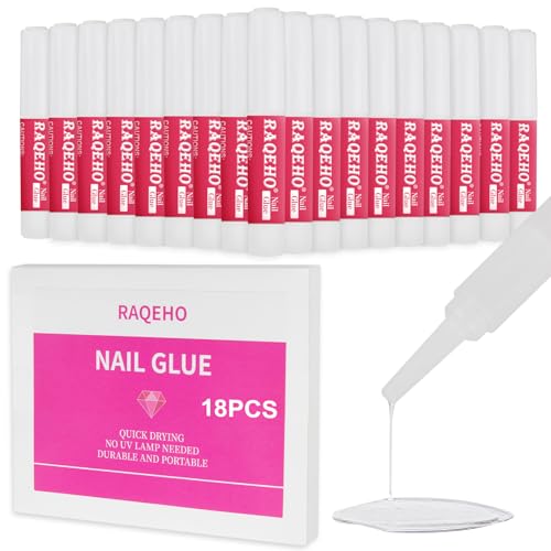 18Pcs Nail Glue for Press On Nails - Fast Drying, Strong Adhesive