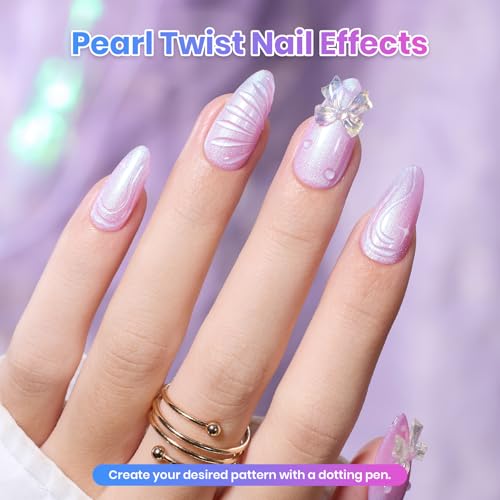 Beetles Pearly Swirl Gel Polish Set - 6 Piece Shell Texture Nail Art Kit