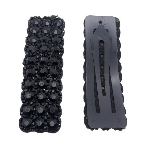 6-Piece Rhinestone Snap Hair Clips - Elegant Rectangular Barrettes