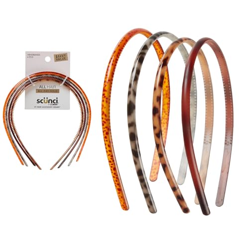 Conair Scunci Effortless Beauty Skinny Headband Set - 4 Tortoise Hair Accessories