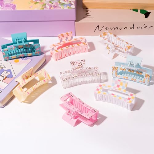PANTIDE 8-Piece Pencil & Bow Hair Claw Clips Set for Women