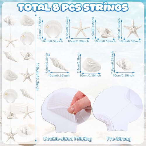 8 Pcs Seashell Garlands - Ocean Beach Party Decorations