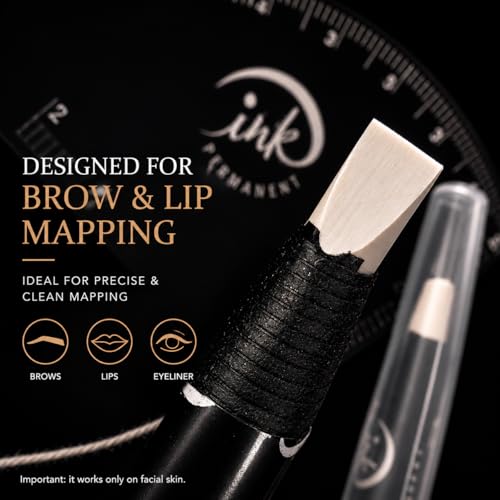 Ink Permanent Brow Mapping Ruler Kit with 2 White Peel-Off Pencils