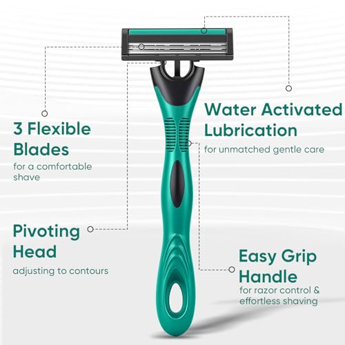 20 count Disposable Razors Blades for Men£¬3-Blade Razors£¬Bulk Stainless Steel Shavers with Lubricating Strip for Shaving Sensitive Skin
