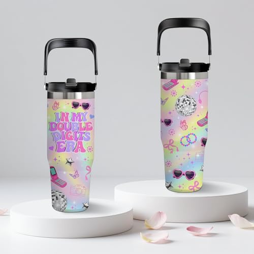 30oz Double Digits Era Tumbler with Handle for 10-Year-Old Girls