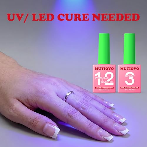 MUTIOVO 2-in-1 UV Nail Glue and No Wipe Top Coat Kit for Acrylic Tips